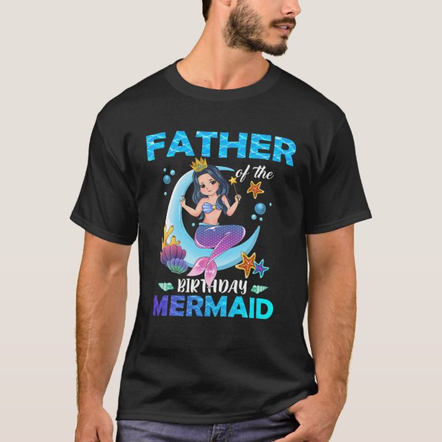 Camiseta Pai Da Família De Sereias De Aniversário (Frente)