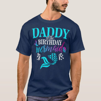 Camiseta Pai Da Família De Sereias De Aniversário Longa