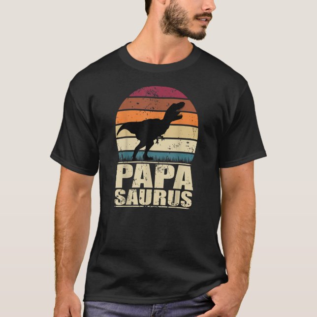 Camiseta Pai da Família Pai Papasaurus Rex Dino Dinossauro (Frente)