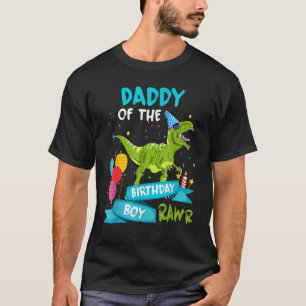 Camiseta Pai Da Festa de aniversário Do Dinossauro De Anive