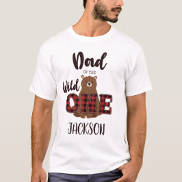 Camiseta Pai da Festa de aniversário do Urso Xadrez Selvage