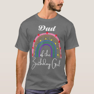Camiseta Pai da garota de aniversário Rainbow Boho Parte de