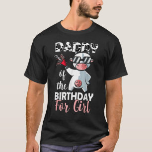 Camiseta Pai Da Menina De Aniversário Vaca Da Família Prim