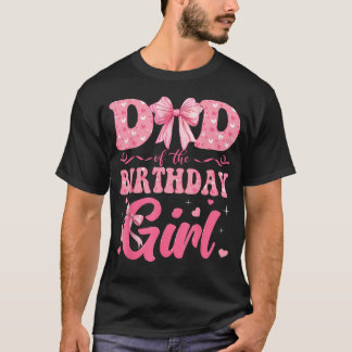Camiseta Pai Da Menina Do Aniversário Família Rosa Coquette