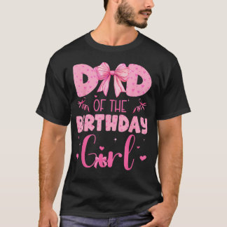 Camiseta Pai Da Menina Do Aniversário Família Rosa Coquette