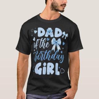Camiseta Pai Da Menina Do Aniversário Laço Azul Fofo Combin