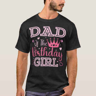 Camiseta Pai Da Menina Do Aniversário Rosa Fofo Conjunto