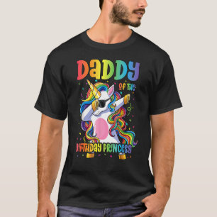 Camiseta Pai Da Princesa De Aniversário Dabbing Unicorn Gir