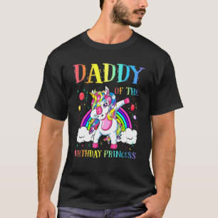 Camiseta Pai Da Princesa De Aniversário Dabbing Unicorn Gir