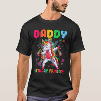 Camiseta Pai Da Princesa De Aniversário Dabbing Unicorn Gir
