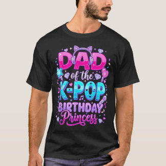 Camiseta Pai da Princesa de Aniversário do K-Pop Música Cor