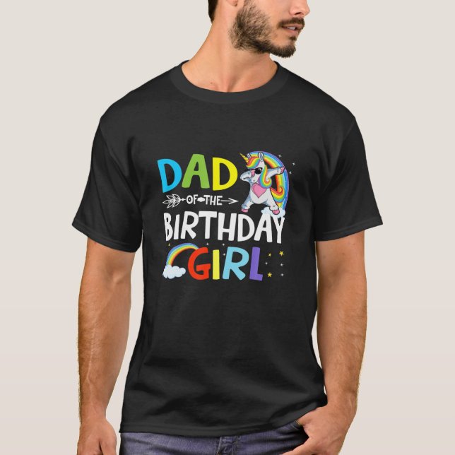 Camiseta Pai Da Rapariga De Aniversário Engraçado Dabbing U (Frente)