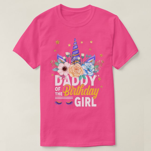Camiseta Pai Da Rapariga De Aniversário Que Padre Oferece A (Frente do Design)