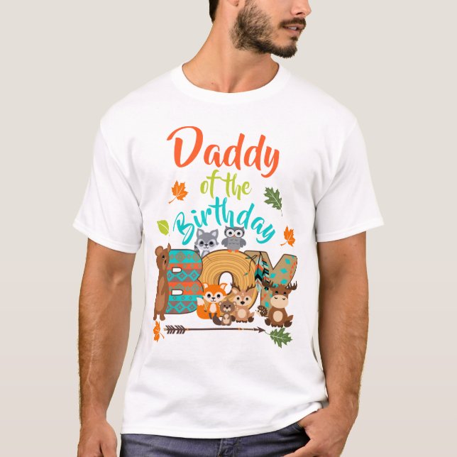 Camiseta Pai da Seta Birthday Boy Woodland | (Frente)