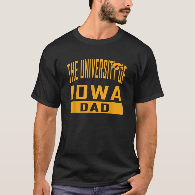 Camiseta Pai da Universidade de Iowa Hawkeyes Padre Black (Frente)