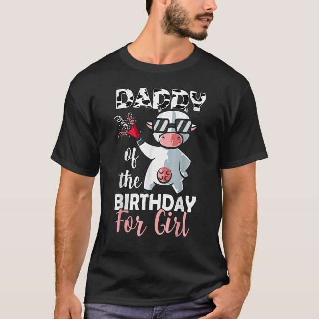 Camiseta Pai Da Vaca Da Família Birthday Girl No Primeiro D (Frente)