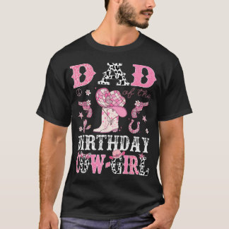Camiseta Pai da Vaqueira de Aniversário Rosa Disco Rodeio