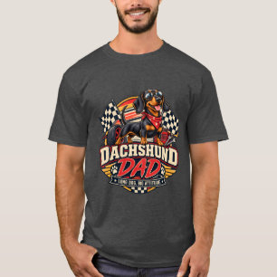 Camiseta Pai Dachshund Correndo Bandeira Xadrez Cachorro Co