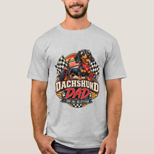 Camiseta Pai Dachshund Correndo Bandeira Xadrez Cachorro Co