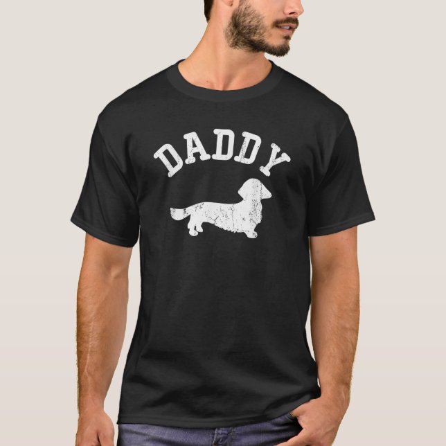 Camiseta Pai Dachshund Long Hair ideias de presente para D (Frente)