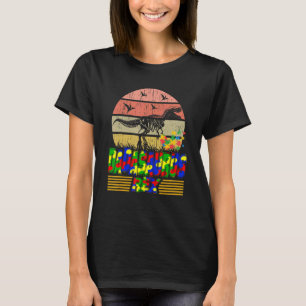 Camiseta Pai Dadasauro Rex Autismo Sensibilização Pai Gordu
