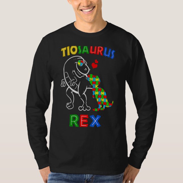 Camiseta Pai Dadasauro Rex Autismo Sensibilização Pai Orgul (Frente)