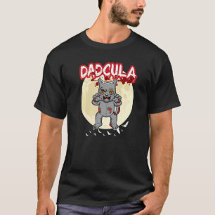 Camiseta Pai Dadcula Dracule Vampiro Pai Festa de Halloween