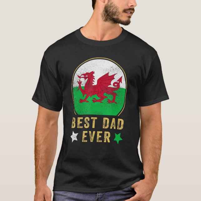 Camiseta Pai das Mens Nunca Mais Galês Padre País País País (Frente)