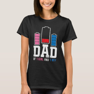 Camiseta Pai de 1 Menina e 1 Menino Engraçado Dia de os pai