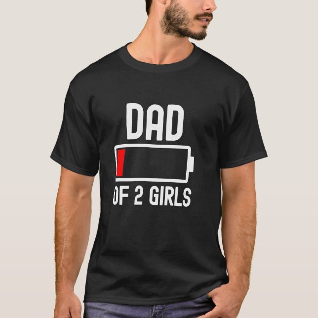 Camiseta Pai De 2 Garotas Com Dia de os pais Engraçado Com  (Frente)
