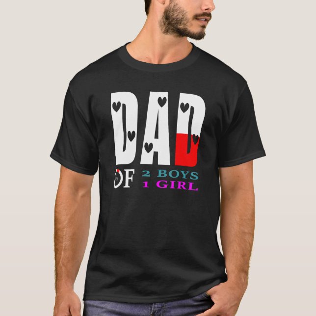 Camiseta Pai De 2 Meninos 1 Menina Pai Ou Avô De 3 K (Frente)