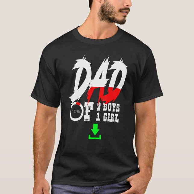 Camiseta Pai De 2 Meninos 1 Menina Pai Ou Avô De 3 K (Frente)