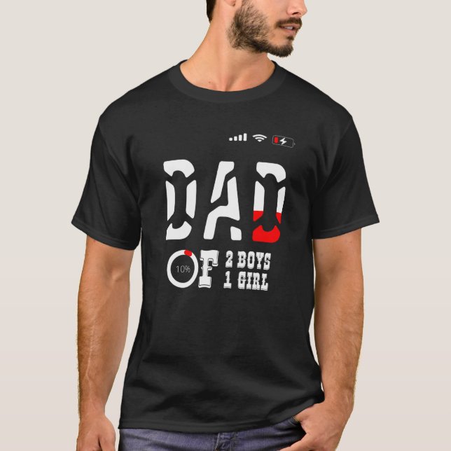 Camiseta Pai De 2 Meninos 1 Menina Pai Ou Avô De 3 K (Frente)
