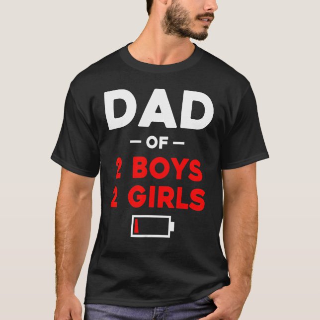Camiseta Pai De 2 Meninos 2 Meninas Pai De Bateria Baixa (Frente)