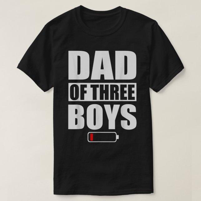 Camiseta Pai De 3 Rapazes, Dia de os pais Três Filhos (Frente do Design)