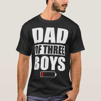 Camiseta Pai De 3 Rapazes, Dia de os pais Três Filhos