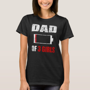 Camiseta Pai de 3 Três Meninas Bateria Baixa Dia dos Pais V