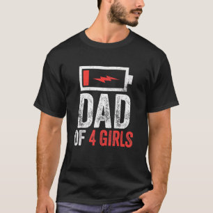 Camiseta Pai De 4 Meninas Do Dia de os pais Filha Bi