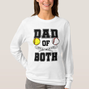 Camiseta Pai de ambos Pais de Balas Engraçado Softball de B