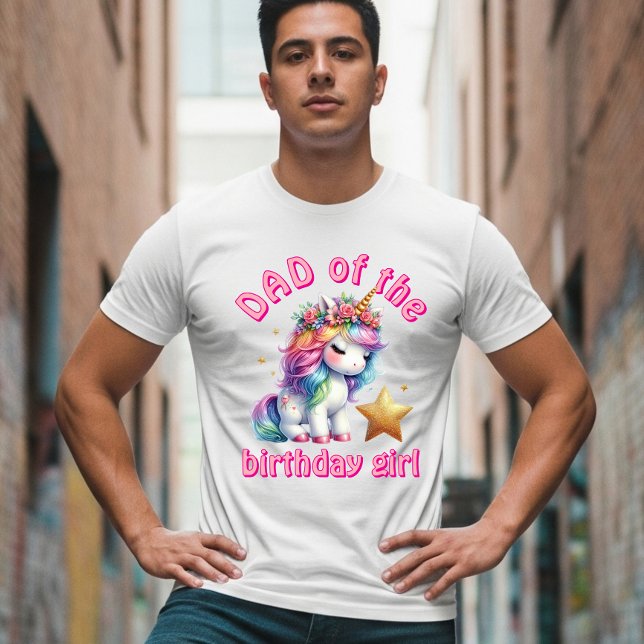 Camiseta Pai de aniversário de garotas mágicas do unicórnio (Criador carregado)
