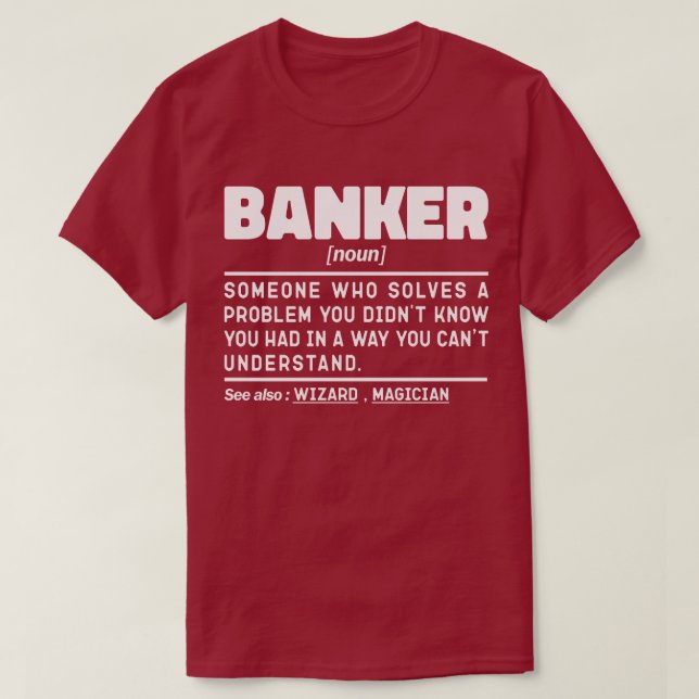Camiseta Pai de aniversário do Banker Noun Definition Manag (Frente do Design)