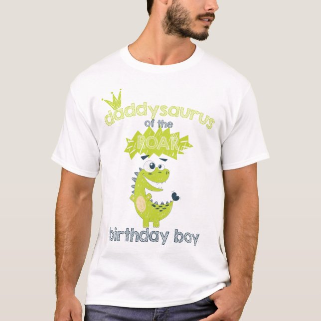 Camiseta PAI de aniversário do Dinossauro Personalizado Ver (Frente)