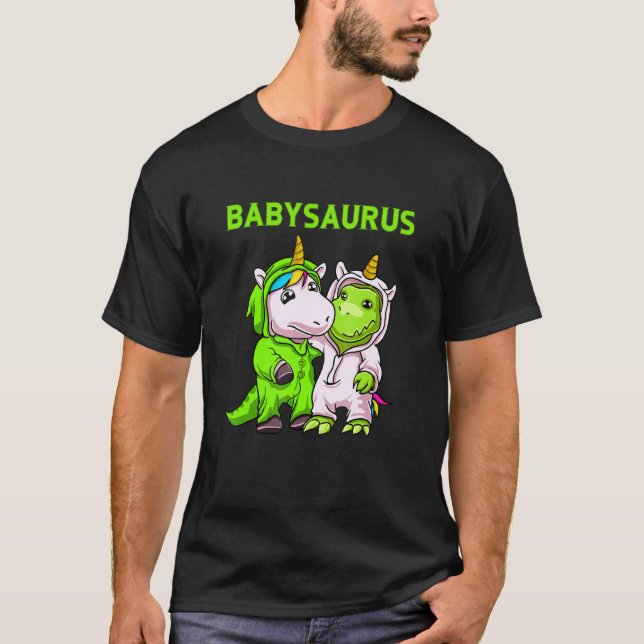 Camiseta Pai De Babysaurus Com Filho De Bebê Ou De Filha (Frente)