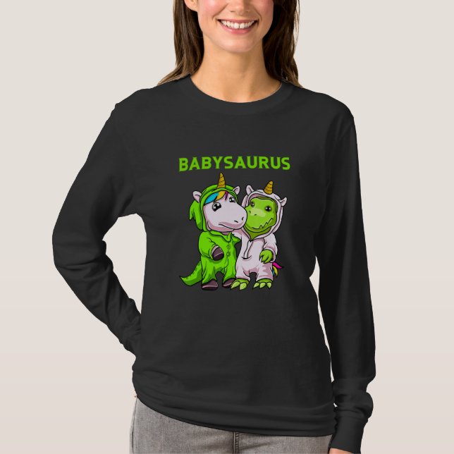 Camiseta Pai De Babysaurus Com Filho De Bebê Ou De Filha (Frente)