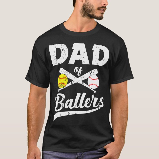Camiseta Pai de Ballers Baseball e Jogador de Softball Pai (Frente)