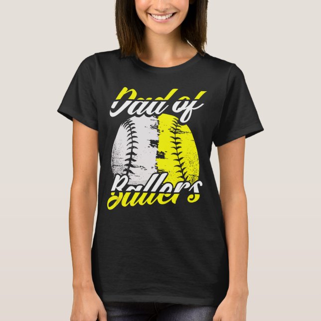 Camiseta Pai De Ballers Orgulhosos Pais Ball Kids Fathe (Frente)