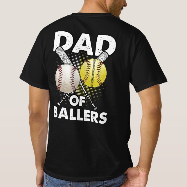 Camiseta Pai de Ballers Pai de Baseball e Jogador de Softba (Verso)