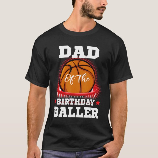 Camiseta Pai de basquete aniversário Boy Family Baller b-da (Frente)