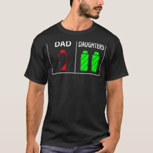 Camiseta Pai De Bateria Baixa De Duas Filhas De Dia de os p