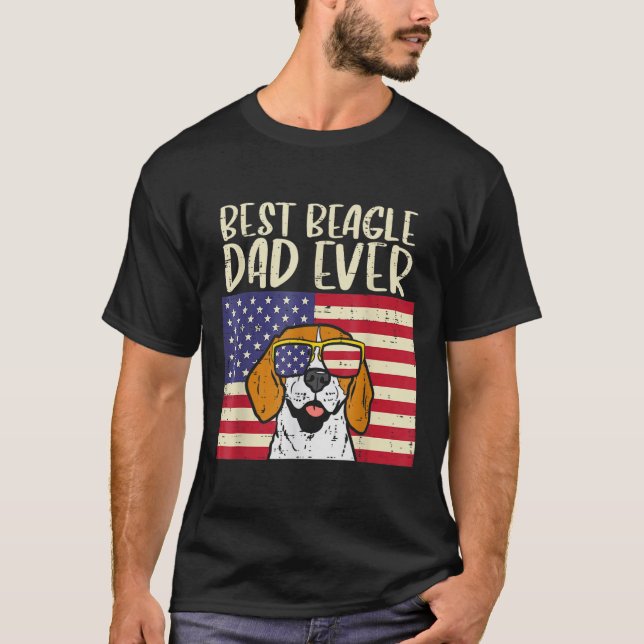 Camiseta Pai de Beagle das Meninas Nunca Bandeira de Cachor (Frente)